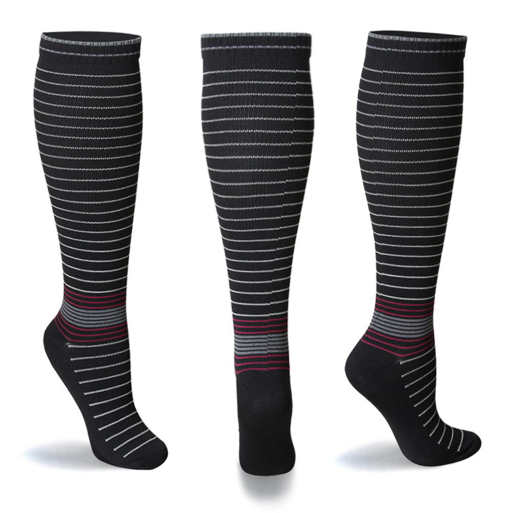 Pin Striped Graduated Compression Socks Quick Dry Riding Breathable Sports Socks Boots Comression Stockings for Flight Travel